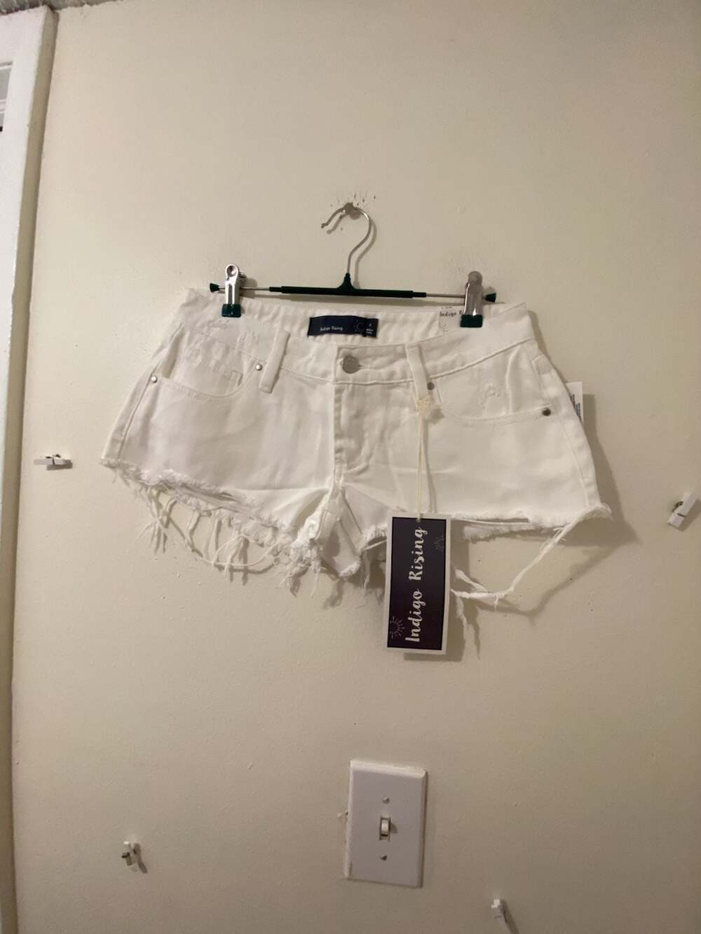 Indigo Rising Denim Cutoff Shorts Size 3 White Distressed Frayed